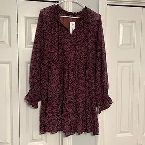NWT Lined long sleeved Dress in a Deep Purple Floral